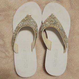 White Wedding Flip Flops Size 6